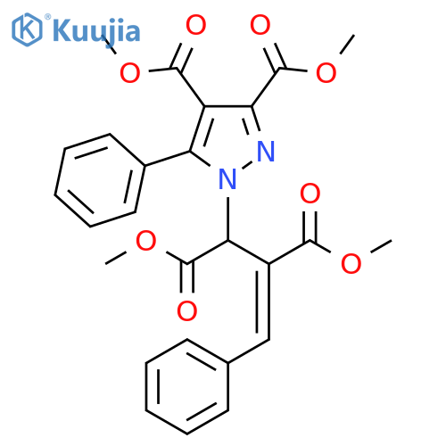 1H-Pyrazole-3,4-dicarboxylic acid, 1-[1,2-bis(methoxycarbonyl)-3-phenyl-2-propenyl]-5-phenyl-, dimethyl ester, (E)- (9CI) structure