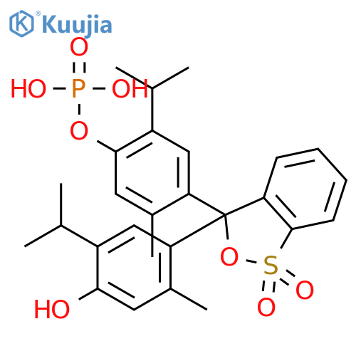 4-{3-[4-hydroxy-2-methyl-5-(propan-2-yl)phenyl]-1,1-dioxido-3H-2,1-benzoxathiol-3-yl}-5-methyl-2-(propan-2-yl)phenyl dihydrogen phosphate structure