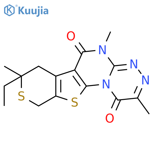 1H,8H-THIOPYRANO[4'',3'':4',5']THIENO[3',2':5,6]PYRIMIDO[2,1-C][1,2,4]TRIAZINE-1,6(5H)-DIONE, 8-ETHYL-7,10-DIHYDRO-2,5,8-TRIMETHYL- structure