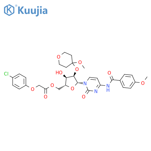 Cytidine, N-(4-methoxybenzoyl)-2'-O-(tetrahydro-4-methoxy-2H-pyran-4-yl)-, 5'-[(4-chlorophenoxy)acetate] (9CI) structure
