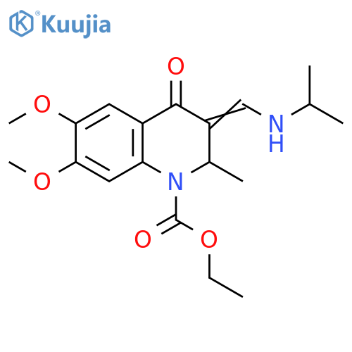1(2H)-Quinolinecarboxylic acid, 3,4-dihydro-6,7-dimethoxy-2-methyl-3-[[(1-methylethyl)amino]methylene]-4-oxo-, ethyl ester structure