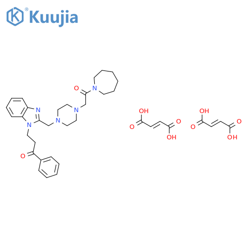 3-(2-{[4-(2-azepan-1-yl-2-oxoethyl)piperazin-1-yl]methyl}-1H-benzimidazol-1-yl)-1-phenylpropan-1-one di[(2E)-but-2-enedioate] structure