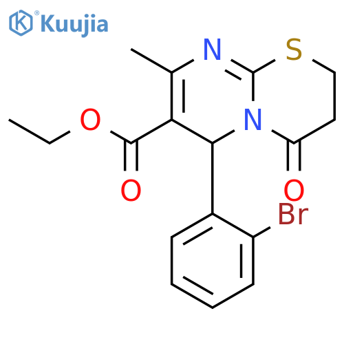 ethyl 6-(2-bromophenyl)-8-methyl-4-oxo-2H,3H,4H,6H-pyrimido2,1-b1,3thiazine-7-carboxylate structure