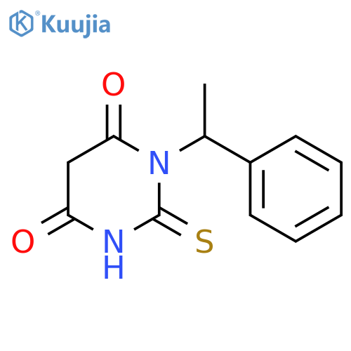 1-(1-phenylethyl)-2-sulfanyl-1,4,5,6-tetrahydropyrimidine-4,6-dione structure