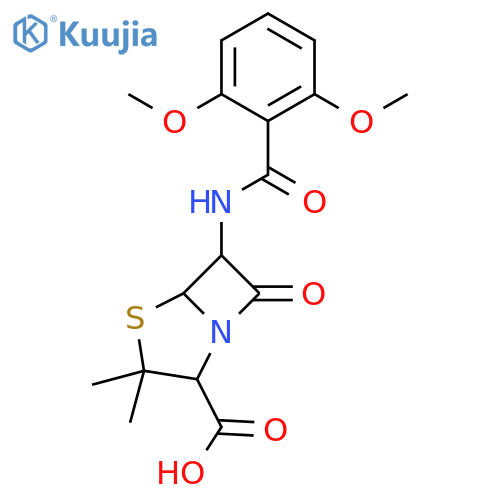 4-Thia-1-azabicyclo[3.2.0]heptane-2-carboxylicacid, 6-[(2,6-dimethoxybenzoyl)amino]-3,3-dimethyl-7-oxo-, (2S,5R,6R)- structure