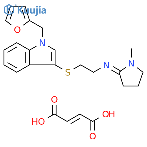 Ethanamine, 2-[[1-(2-furanylmethyl)-1H-indol-3-yl]thio]-N-(1-methyl-2-pyrrolidinylidene)-, (2E)-2-butenedioate (9CI) structure