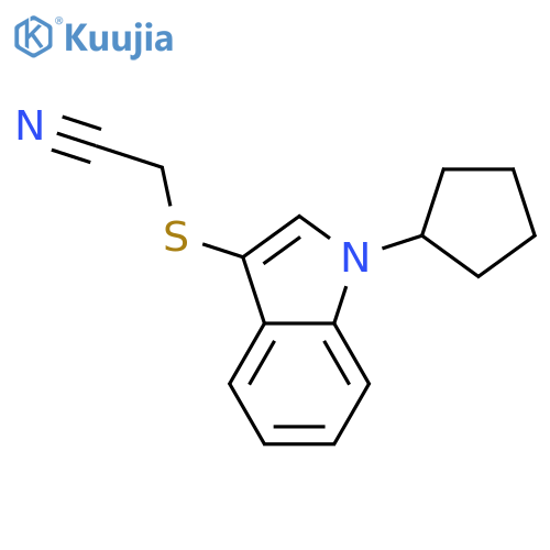 Acetonitrile, [(1-cyclopentyl-1H-indol-3-yl)thio]- structure