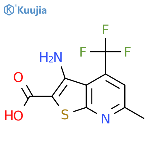 <br>3-Amino-6-methyl-4-(trifluoromethyl)thieno-[2,3-b]pyridine-2-carboxylic aci d structure