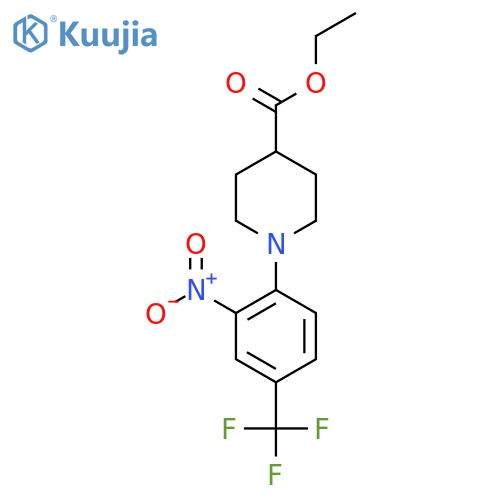 Ethyl 1-[2-nitro-4-(trifluoromethyl)phenyl]piperidine-4-carboxylate structure