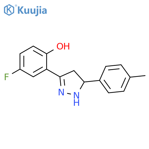 4-fluoro-2-[5-(4-methylphenyl)-4,5-dihydro-1H-pyrazol-3-yl]phenol structure