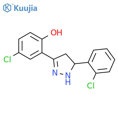 4-chloro-2-5-(2-chlorophenyl)-4,5-dihydro-1H-pyrazol-3-ylphenol structure