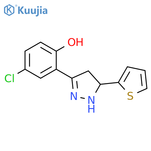 4-chloro-2-[5-(thiophen-2-yl)-4,5-dihydro-1H-pyrazol-3-yl]phenol structure