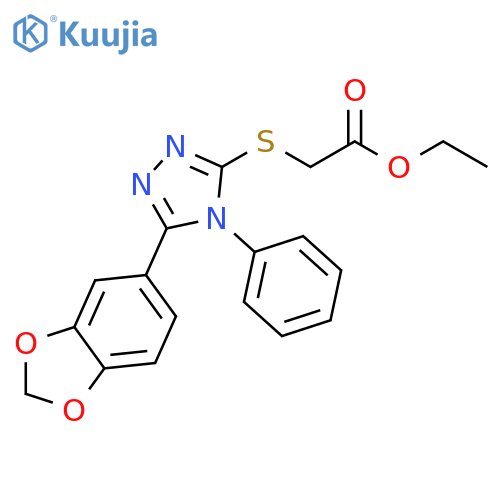 Acetic acid, 2-[[5-(1,3-benzodioxol-5-yl)-4-phenyl-4H-1,2,4-triazol-3-yl]thio]-, ethyl ester structure