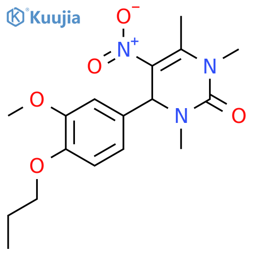 4-(3-methoxy-4-propoxyphenyl)-1,3,6-trimethyl-5-nitro-1,2,3,4-tetrahydropyrimidin-2-one structure