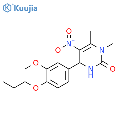4-(3-methoxy-4-propoxyphenyl)-1,6-dimethyl-5-nitro-1,2,3,4-tetrahydropyrimidin-2-one structure