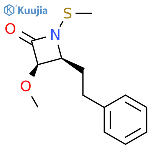 2-Azetidinone, 3-methoxy-1-(methylthio)-4-(2-phenylethyl)-, (3R,4S)-rel- structure