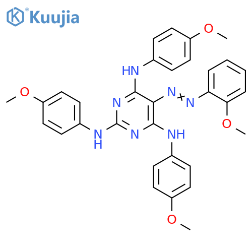 2,4,6-Pyrimidinetriamine, N2,N4,N6-tris(4-methoxyphenyl)-5-[2-(2-methoxyphenyl)diazenyl]- structure