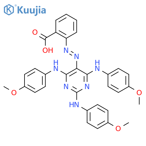 Benzoic acid, 2-[[2,4,6-tris[(4-methoxyphenyl)amino]-5-pyrimidinyl]azo]- structure