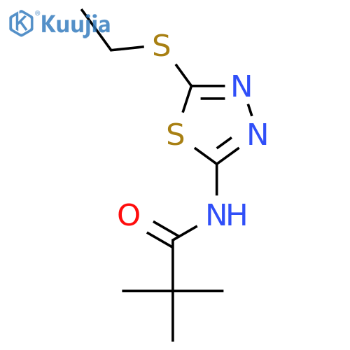 N-[5-(ethylsulfanyl)-1,3,4-thiadiazol-2-yl]-2,2-dimethylpropanamide structure