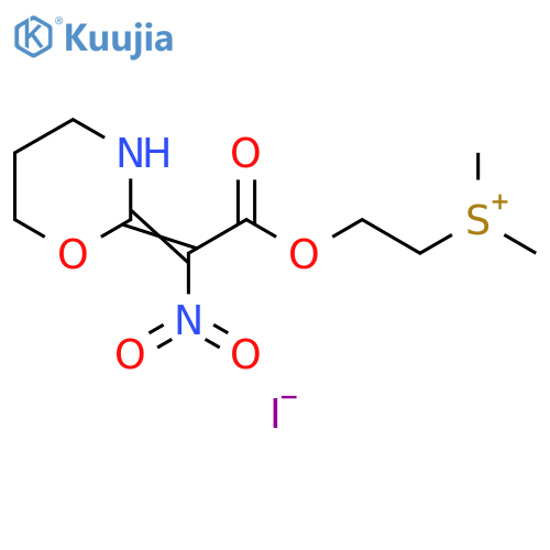 Sulfonium, dimethyl[2-[[2-nitro-2-(tetrahydro-2H-1,3-oxazin-2-ylidene)acetyl]oxy]ethyl]-, iodide (1:1) structure