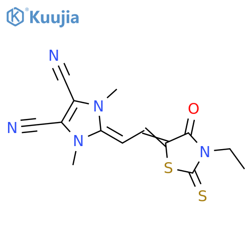 1H-Imidazole-4,5-dicarbonitrile,2-[(3-ethyl-4-oxo-2-thioxo-5-thiazolidinylidene)ethylidene]-2,3-dihydro-1,3-dimethyl- structure