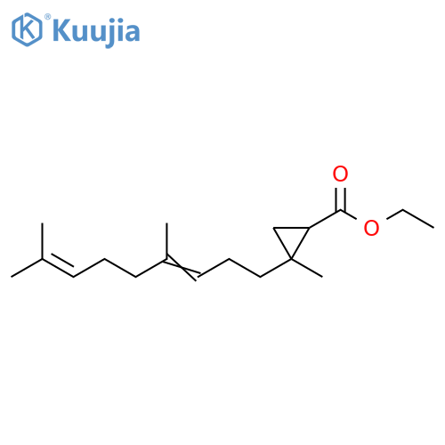 Cyclopropanecarboxylic acid, 2-(4,8-dimethyl-3,7-nonadien-1-yl)-2-methyl-, ethyl ester structure