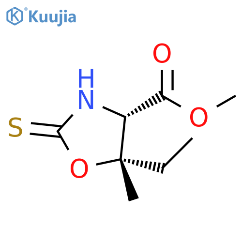 4-Oxazolidinecarboxylic acid, 5-ethyl-5-methyl-2-thioxo-, methyl ester, cis- (9CI) structure