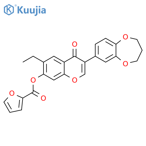 3-(3,4-dihydro-2H-1,5-benzodioxepin-7-yl)-6-ethyl-4-oxo-4H-chromen-7-yl furan-2-carboxylate structure