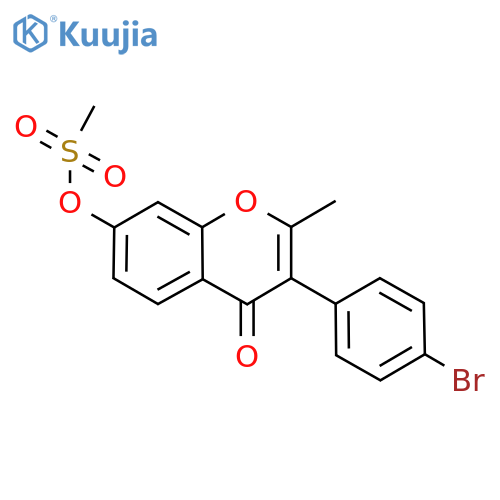 3-(4-bromophenyl)-2-methyl-4-oxo-4H-chromen-7-yl methanesulfonate structure