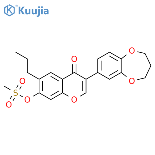 3-(3,4-dihydro-2H-1,5-benzodioxepin-7-yl)-4-oxo-6-propyl-4H-chromen-7-yl methanesulfonate structure