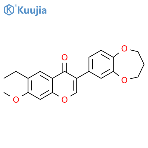 3-(3,4-dihydro-2H-1,5-benzodioxepin-7-yl)-6-ethyl-7-methoxychromen-4-one structure