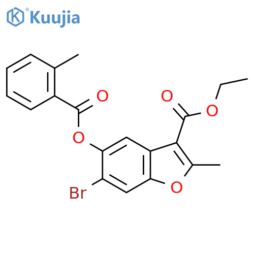 ethyl 6-bromo-2-methyl-5-(2-methylbenzoyloxy)-1-benzofuran-3-carboxylate structure