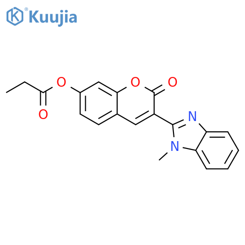3-(1-methyl-1H-1,3-benzodiazol-2-yl)-2-oxo-2H-chromen-7-yl propanoate structure