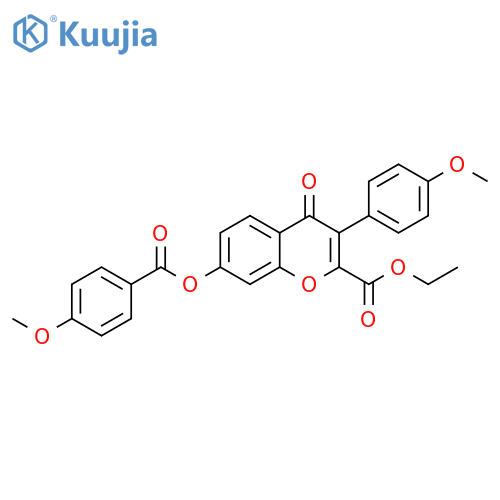 ethyl 7-(4-methoxybenzoyloxy)-3-(4-methoxyphenyl)-4-oxo-4H-chromene-2-carboxylate structure