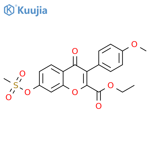 ethyl 7-(methanesulfonyloxy)-3-(4-methoxyphenyl)-4-oxo-4H-chromene-2-carboxylate structure