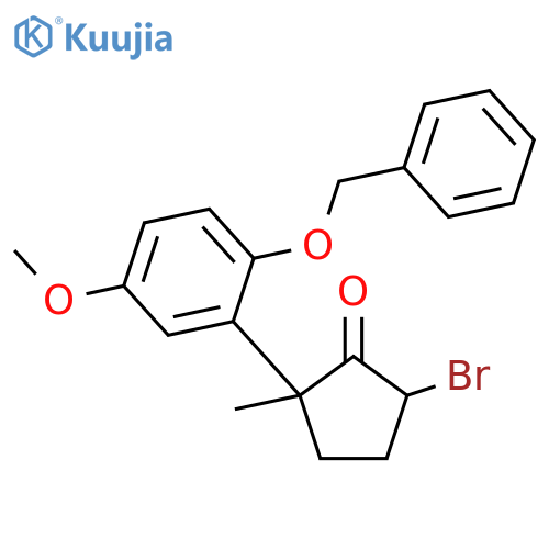 Cyclopentanone,5-bromo-2-[5-methoxy-2-(phenylmethoxy)phenyl]-2-methyl- structure