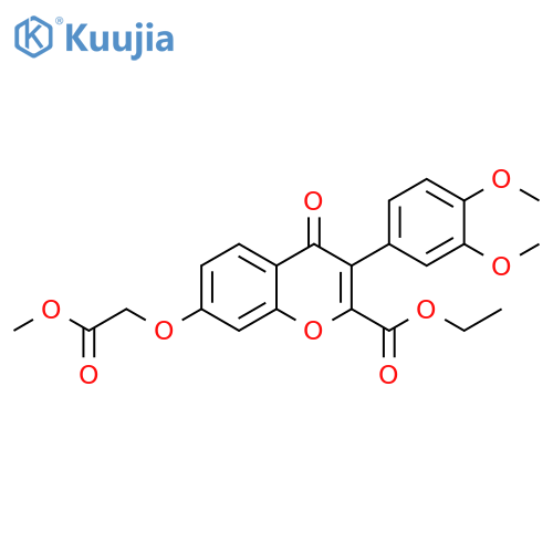 ethyl 3-(3,4-dimethoxyphenyl)-7-(2-methoxy-2-oxoethoxy)-4-oxo-4H-chromene-2-carboxylate structure