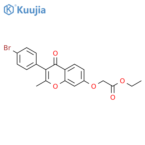 ethyl 2-{3-(4-bromophenyl)-2-methyl-4-oxo-4H-chromen-7-yloxy}acetate structure