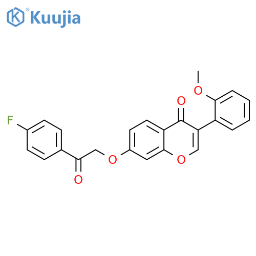 7-2-(4-fluorophenyl)-2-oxoethoxy-3-(2-methoxyphenyl)-4H-chromen-4-one structure