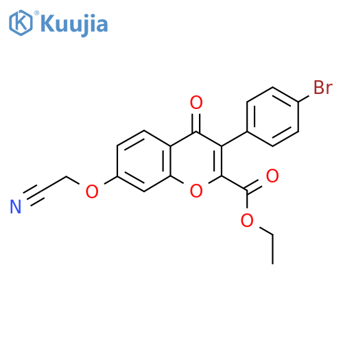ethyl 3-(4-bromophenyl)-7-(cyanomethoxy)-4-oxo-4H-chromene-2-carboxylate structure