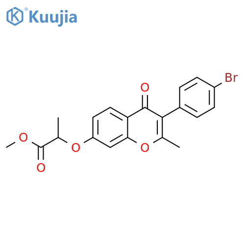 methyl 2-{3-(4-bromophenyl)-2-methyl-4-oxo-4H-chromen-7-yloxy}propanoate structure