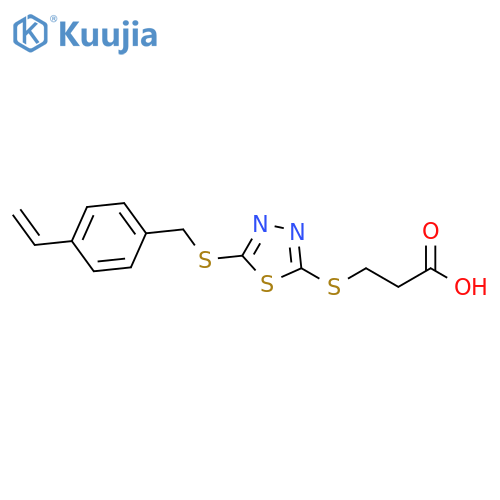Propanoic acid,3-[[5-[[(4-ethenylphenyl)methyl]thio]-1,3,4-thiadiazol-2-yl]thio]- structure