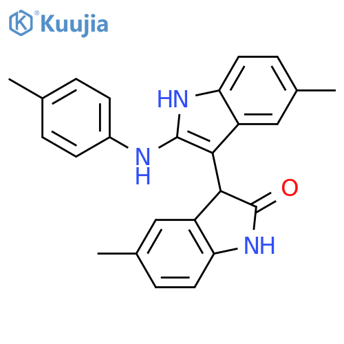 [3,3'-BI-1H-INDOL]-2(3H)-ONE, 5,5'-DIMETHYL-2'-[(4-METHYLPHENYL)AMINO]- structure