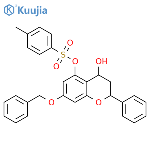 2H-1-Benzopyran-4,5-diol, 3,4-dihydro-2-phenyl-7-(phenylmethoxy)-,5-(4-methylbenzenesulfonate) structure
