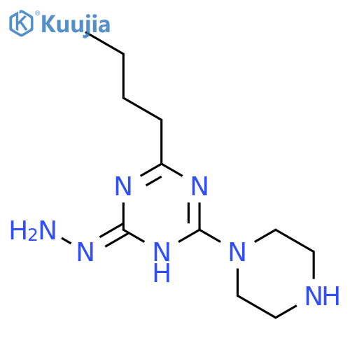 1,3,5-Triazin-2(1H)-one, 4-butyl-6-(1-piperazinyl)-, hydrazone structure