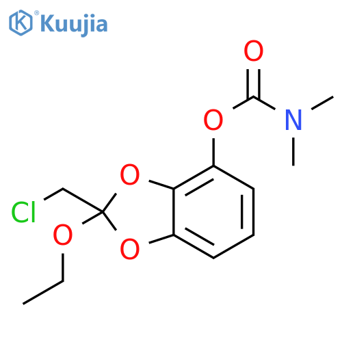 Carbamic acid, dimethyl-, 2-(chloromethyl)-2-ethoxy-1,3-benzodioxol-4-yl ester (9CI) structure
