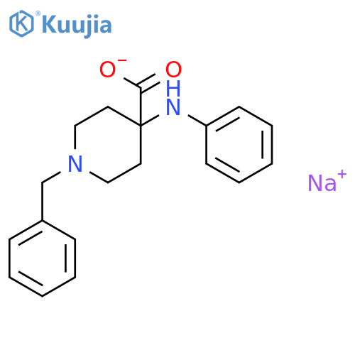4-Piperidinecarboxylicacid, 4-(phenylamino)-1-(phenylmethyl)-, sodium salt (1:1) structure