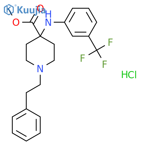 4-Piperidinecarboxylic acid,1-(2-phenylethyl)-4-[[3-(trifluoromethyl)phenyl]amino]-, methyl ester,monohydrochloride structure
