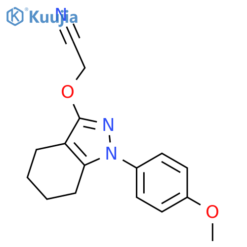 Acetonitrile,[[4,5,6,7-tetrahydro-1-(4-methoxyphenyl)-1H-indazol-3-yl]oxy]- structure