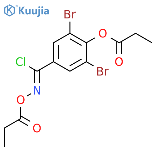 BENZENECARBOXIMIDOYL CHLORIDE, 3,5-DIBROMO-N,4-BIS(1-OXOPROPOXY)- structure